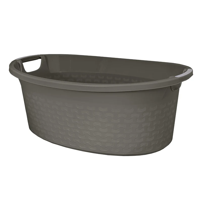 BranQ Cotton Wäschesammler Ovaler Wäschekorb Wäschewanne Ergonomische Griffe 60L Waschbehälter Für Badezimmer Dunkelgrau