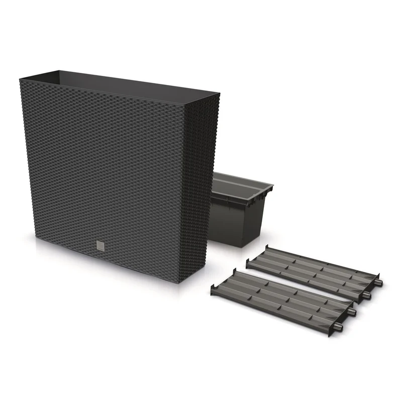Rato Case Tower Pflanzkübel mit Innentopf Pflanztrog Blumentrog für Innen- und Außenbereich Rechteckig Kunststoff 770x235x686mm Anthrazit