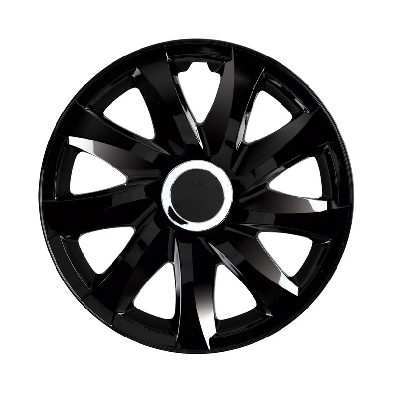 Universal Radkappen 16" DRIFT schwarzer Lack zum Aufdrücken 4 Stück