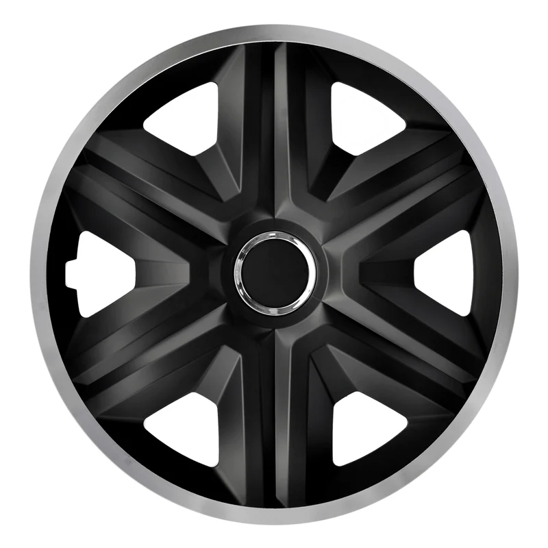 Universal Radkappen Radzierblenden Radblenden Auto KFZ 4 Stück Schwarz/Silber 15"
