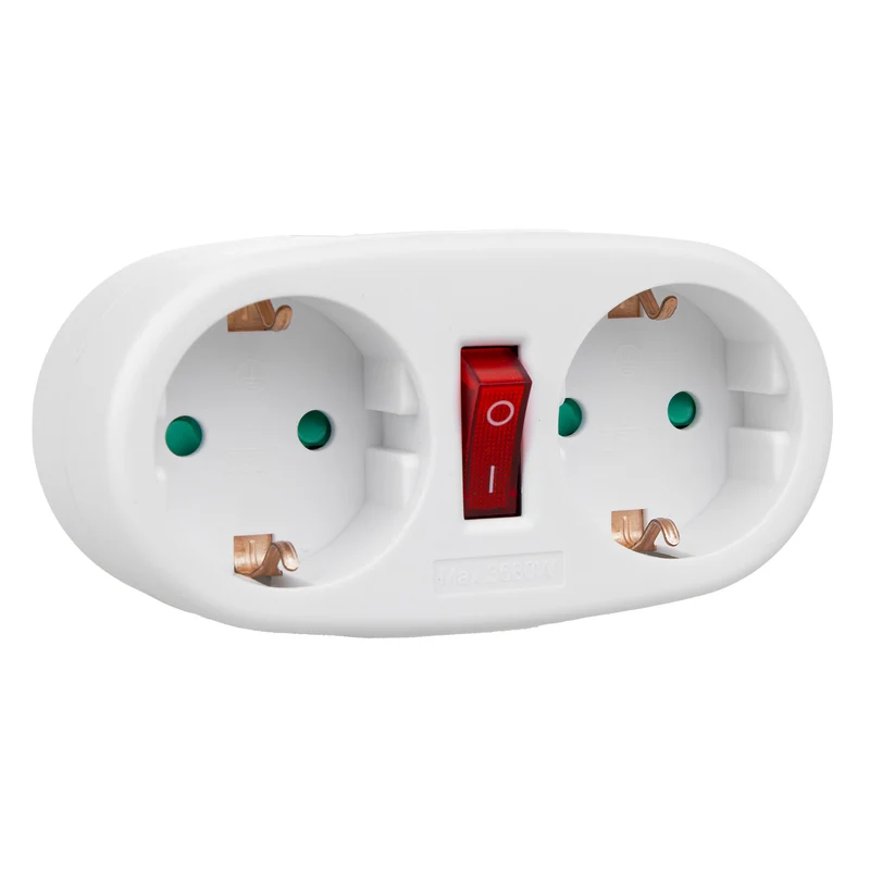 Maclean-Steckdose, Verteiler mit 2 Steckdosen und Schutzschalter, Typ F, 2x16A, MCE338 F