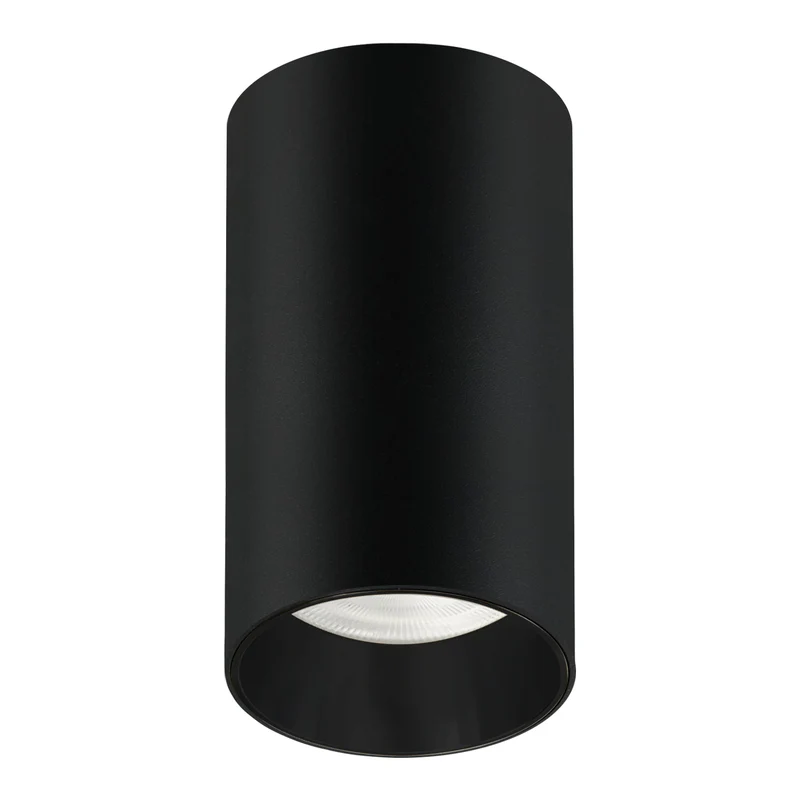Deckenaufbauleuchte mit GU10 Fassung für LED & Halogen Leuchtmittel bis 35W 55x100mm Aufputz Aufbauleuchten Aluminium Rund Schwarz