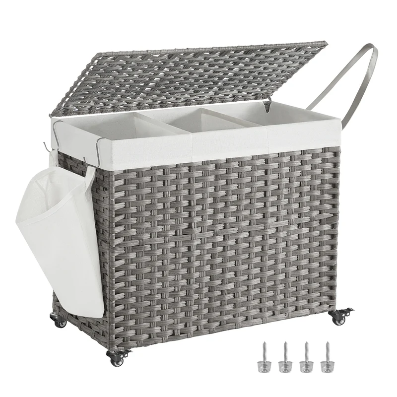 140 L handgeflochtener Wäschekorb aus Polyrattan