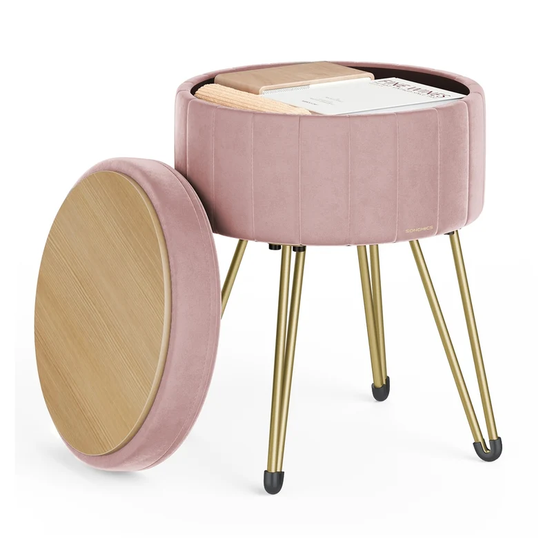 Sitzhocker mit Stauraum und 4 Metallbeinen tintenschwarz