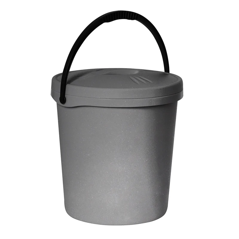 Plast Team Eimer mit Deckel und Griff, 16 Liter, silber, 2062