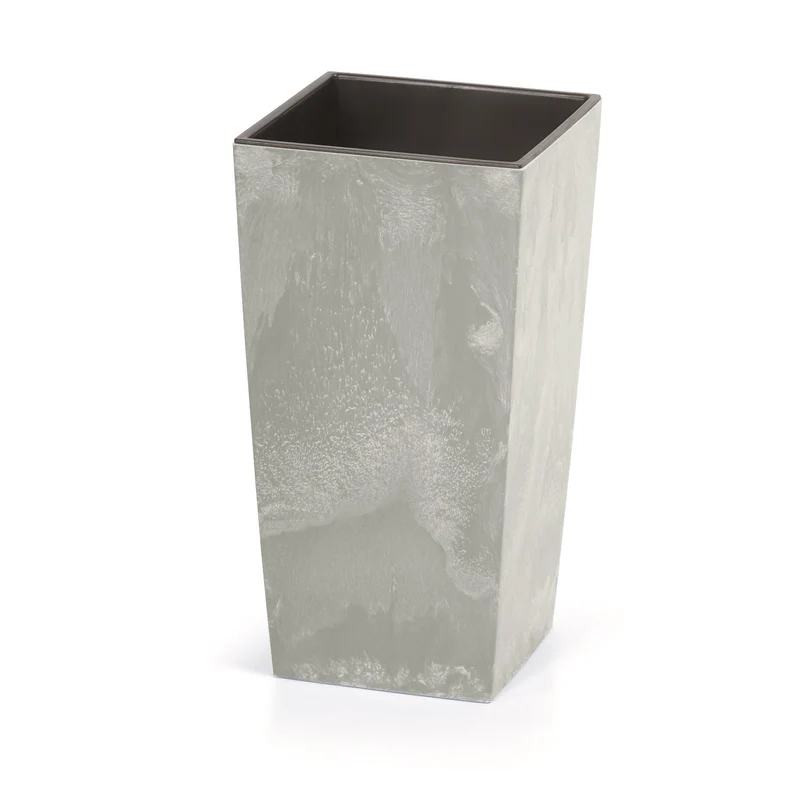 Urbi Square Beton Blumentopf Pflanzkübel Beton-Design 2 in 1 inkl. Pflanztopf Kunststoff Eckig (140mm) …