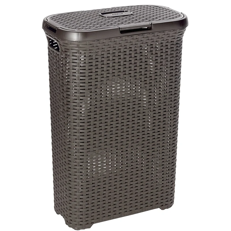 Curver Wäschekorb, durchbrochenes Design, 40L, dunkelbraun, Natural Style