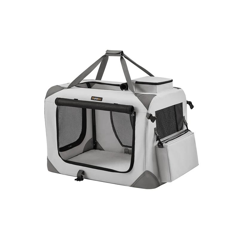 Hundebox L aus Oxford-Gewebe mit Griffen rauchgrau