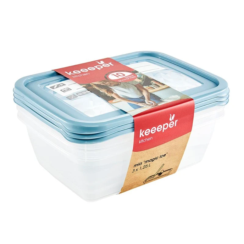 3er-Set 1250 ml Mia Magic Ice Lebensmittelbehälter Keeeper
