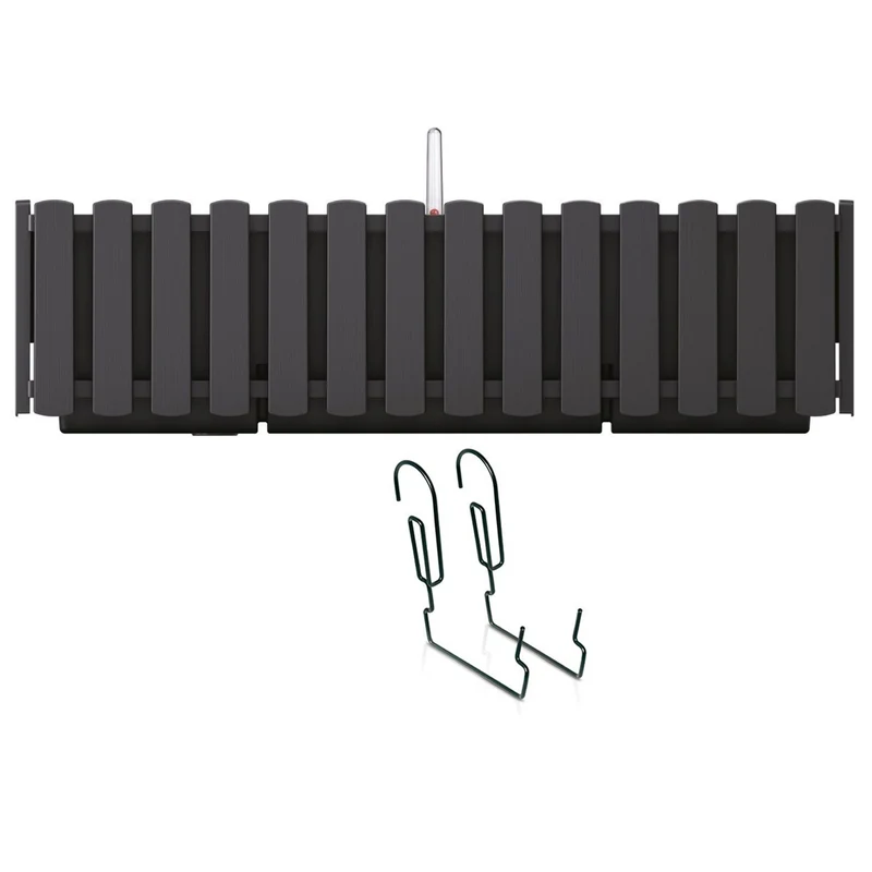 Boardee Fencycase Balkonkasten mit Aufhängung und Bewässerungssystem Blumenkasten Blumentopf mit Haken Pflanzkasten 58cm Anthrazit