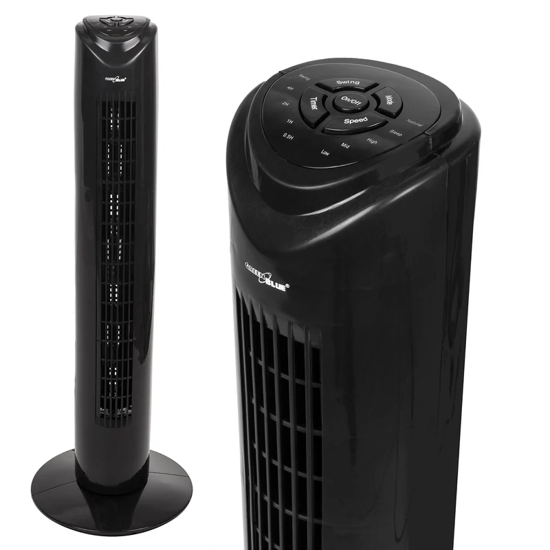 Turmventilator Ventilator mit Fernbedienung 3 Modi und 3 Geschwindigkeiten Oszillierend 80° 45W 7,5 Stunden Timer 82cm Höhe