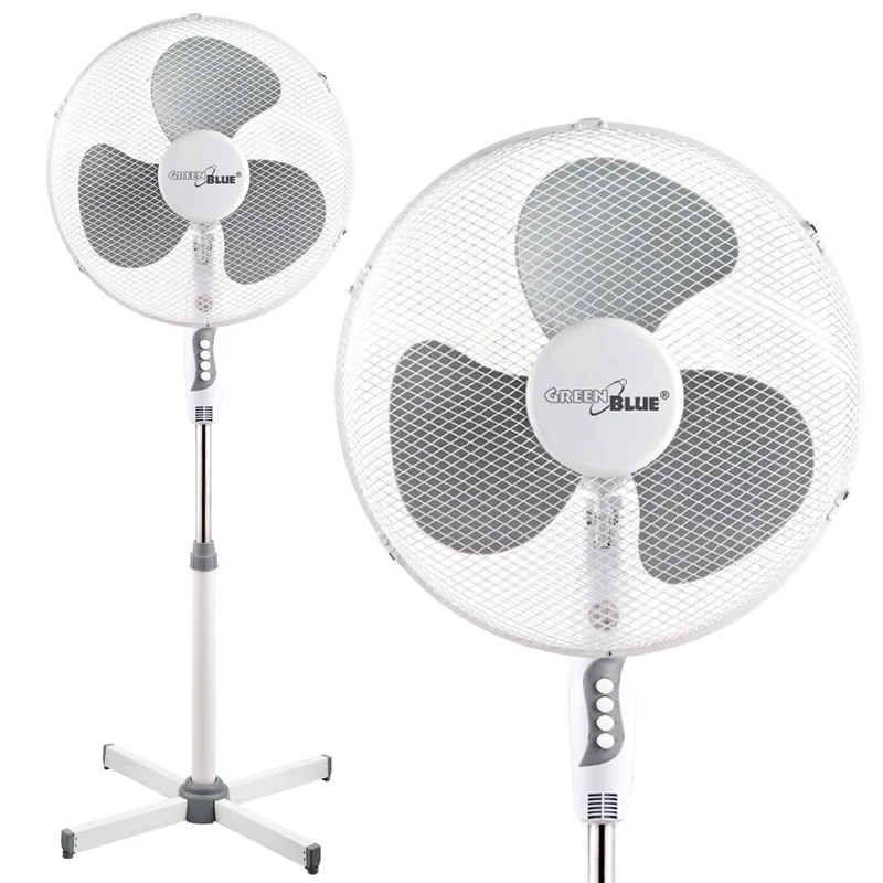 Standventilator 40 Watt 3 Geschwindigkeitsstufen Niedriger Geräuschpegel Oszillation Bodenventilator Weiß