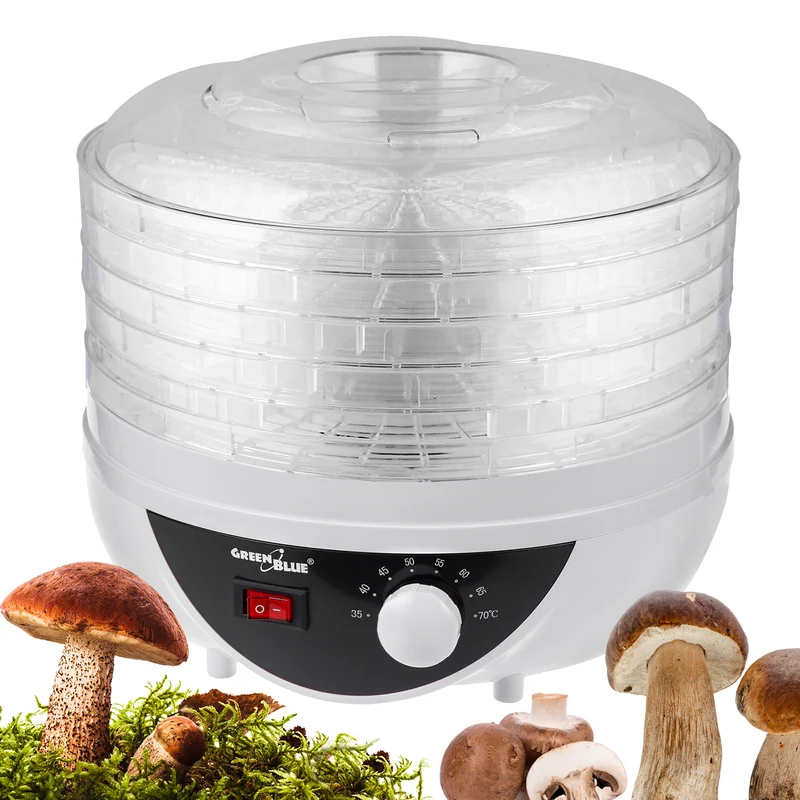 GreenBlue Pilz-, Gemüse- und Obsttrockner, 250W, extra leise, 5 Siebe, GB195