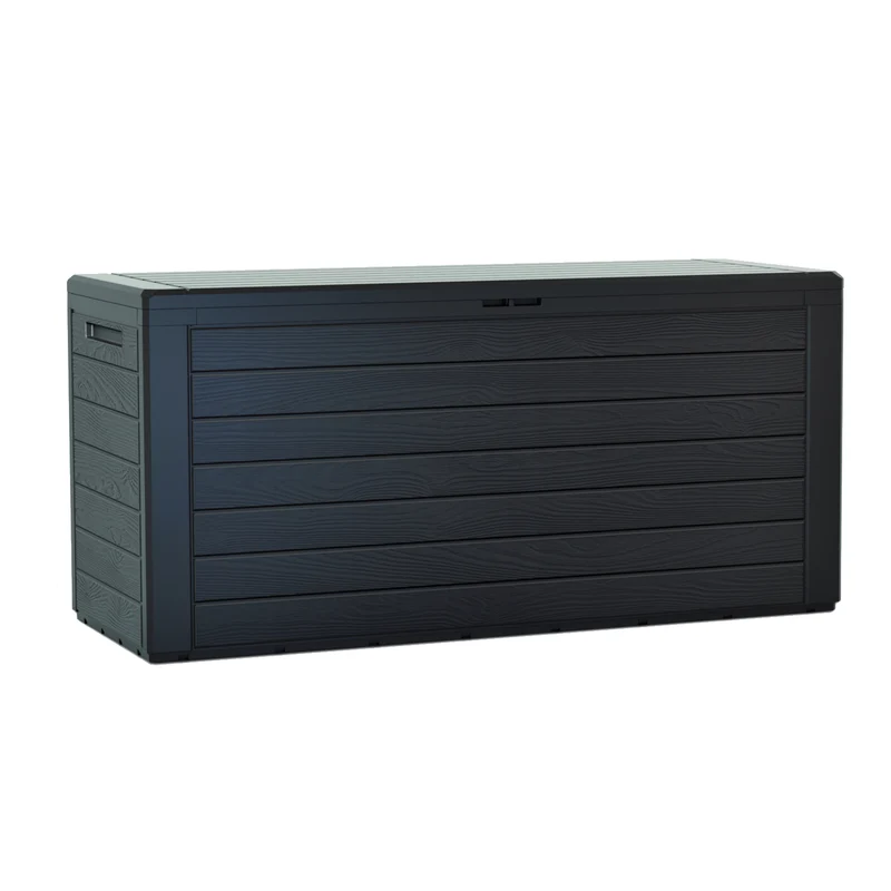 Woodebox Gartenbox Kissenbox Gartentruhe Verschließbar (280 Liter, Anthrazit)