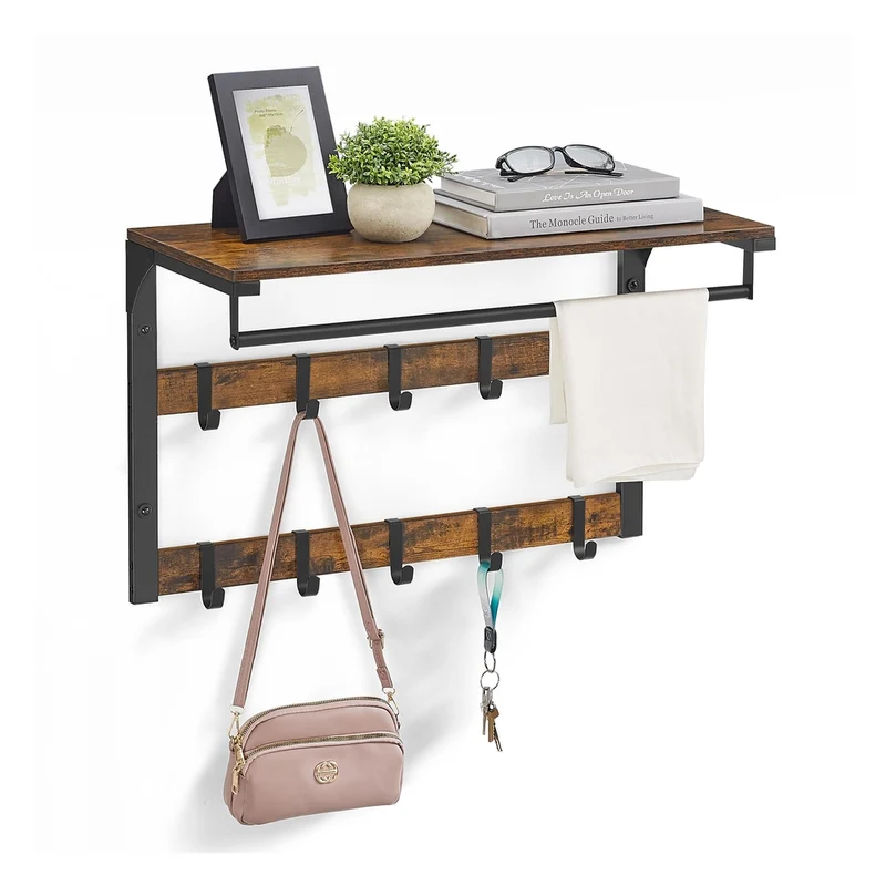 Wandgarderobe mit Ablage und 10 abnehmbaren Haken