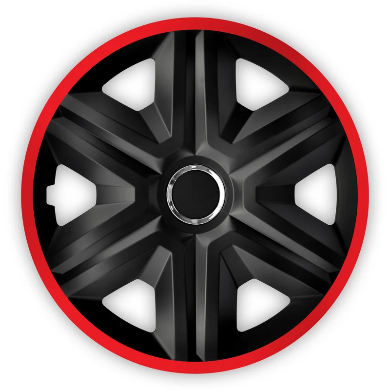 Universal Radkappen Radzierblenden Radblenden Auto KFZ 4 Stück Schwarz/Rot 15"