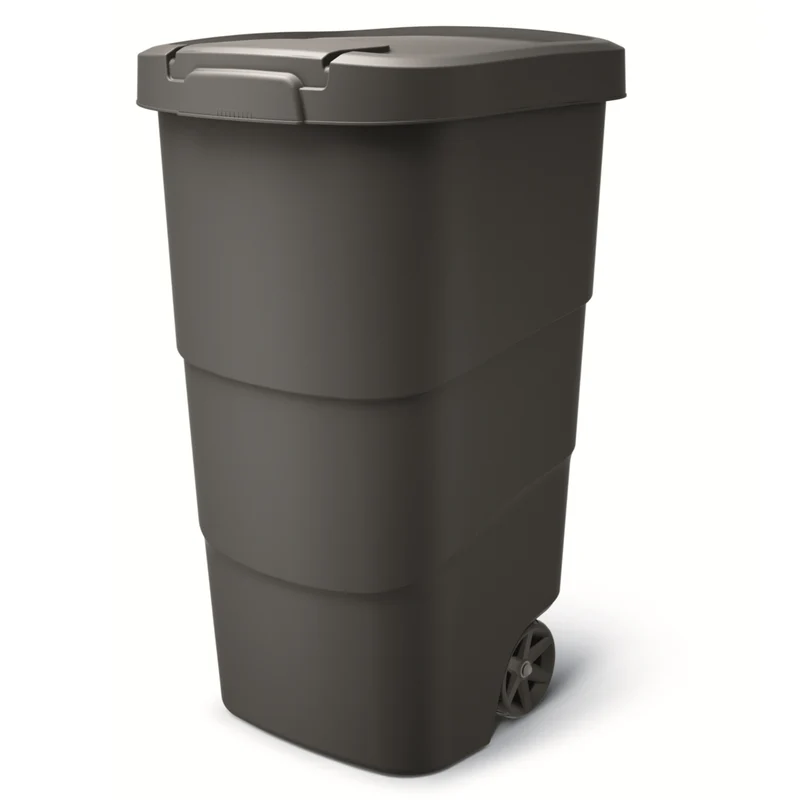 Wheeler 110L Müllbehälter mit Rädern und Deckel Mülltonne Müllgroßbehälter Großmülltonne Universaltonne Kunststoff (Schwarz)