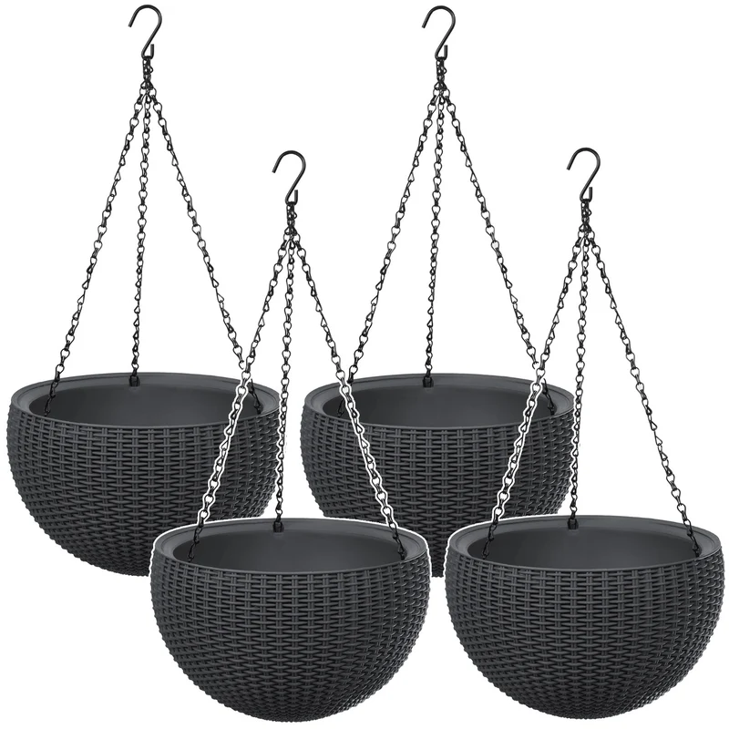 Hängepflanzgefäß Keter Sphere Planter, Farbe Anthrazit, 4 Stück