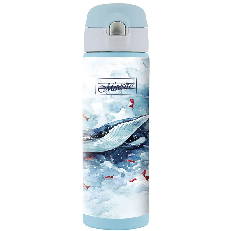 Thermobecher Kaffeebecher Thermoskanne Isolierbecher Isolierflasche aus Edelstahl für Warm- oder Kaltgetränke 400ml (Whale / Walfisch)