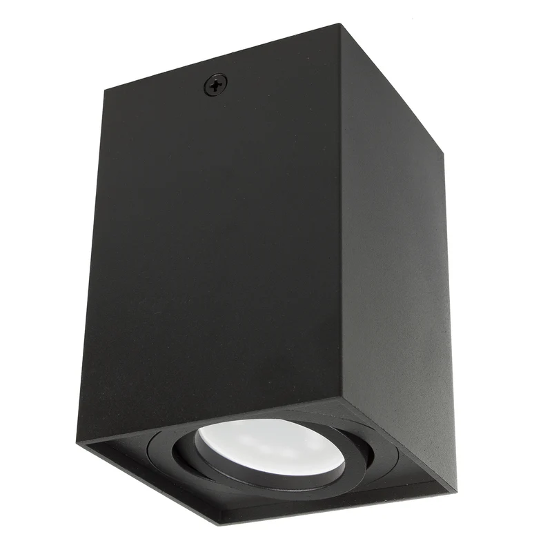 Deckenaufbauleuchte mit GU10 Fassung für LED & Halogen Leuchtmittel bis 40W Aufputz Schwenkbar Aluminium (Schwarz, Eckig)