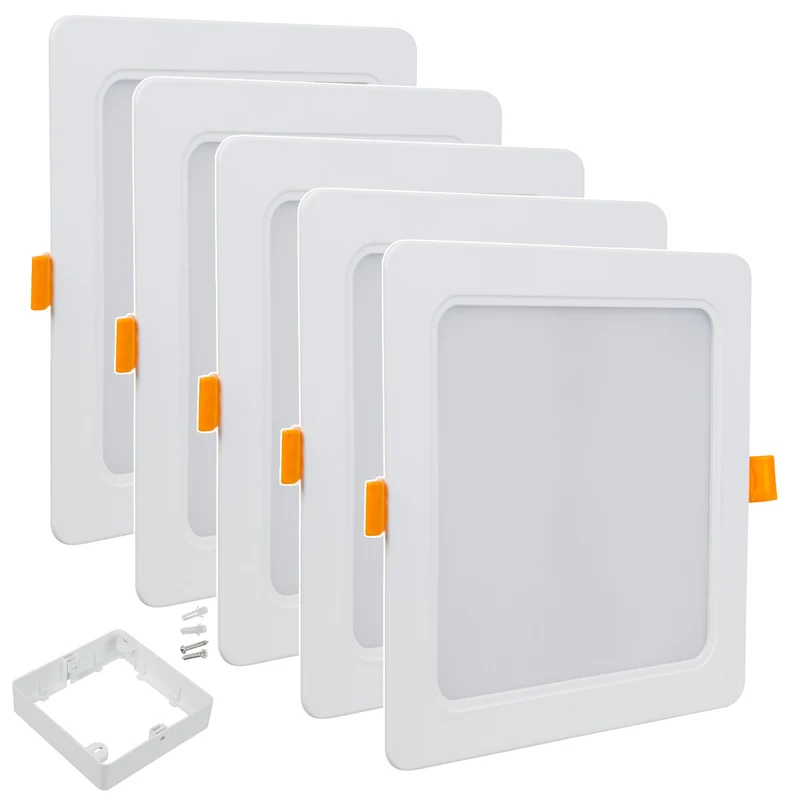 5x Maclean LED-Deckenpanel, SLIM, 18W, Neutralweiß 4000K, 170*170*26mm, 1800lm, MCE374 S + Aufputzrahmen MCE379 S