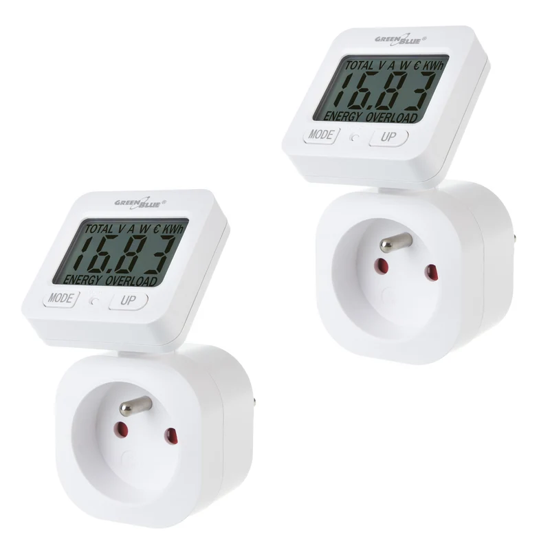 GreenBlue Energiezähler, Wattmeter, 16A, max. 3680W, Unterspeicher, GB615 E, 2 Stück