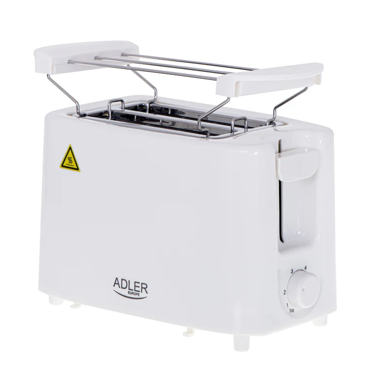 Adler Toaster, 6 Regelstufen, Brötchenrost, 900W, weiß, AD 3223