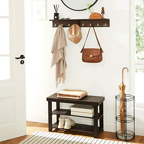 Wandgarderobe mit 4 Doppelhaken vintagebraun