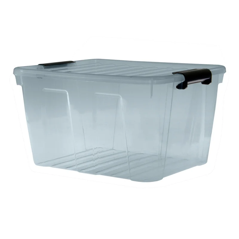 Aufbewahrungsbox mit Deckel Klickverschluss Aufbewahrungsbehälter Stapelbar Transparent Grau 30L