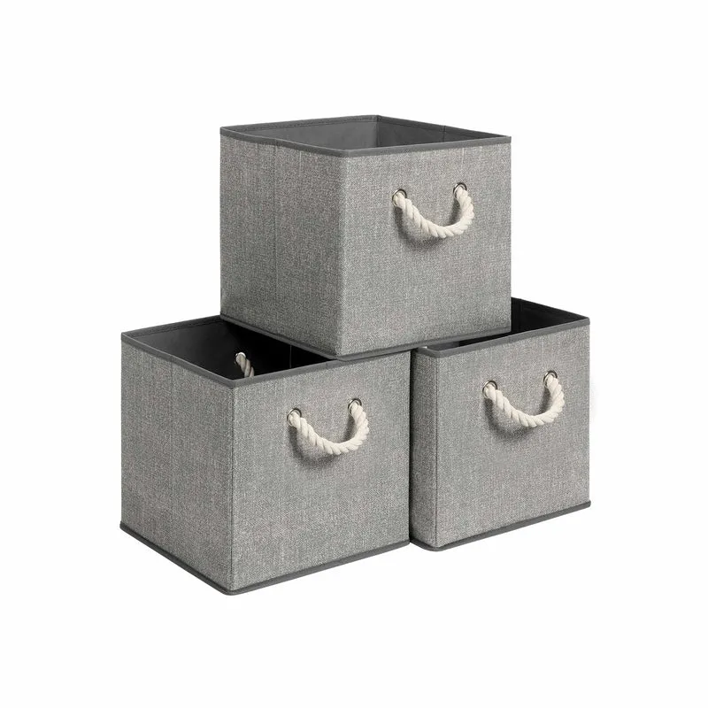 Stoffboxen ohne Deckel 3er Set Grau