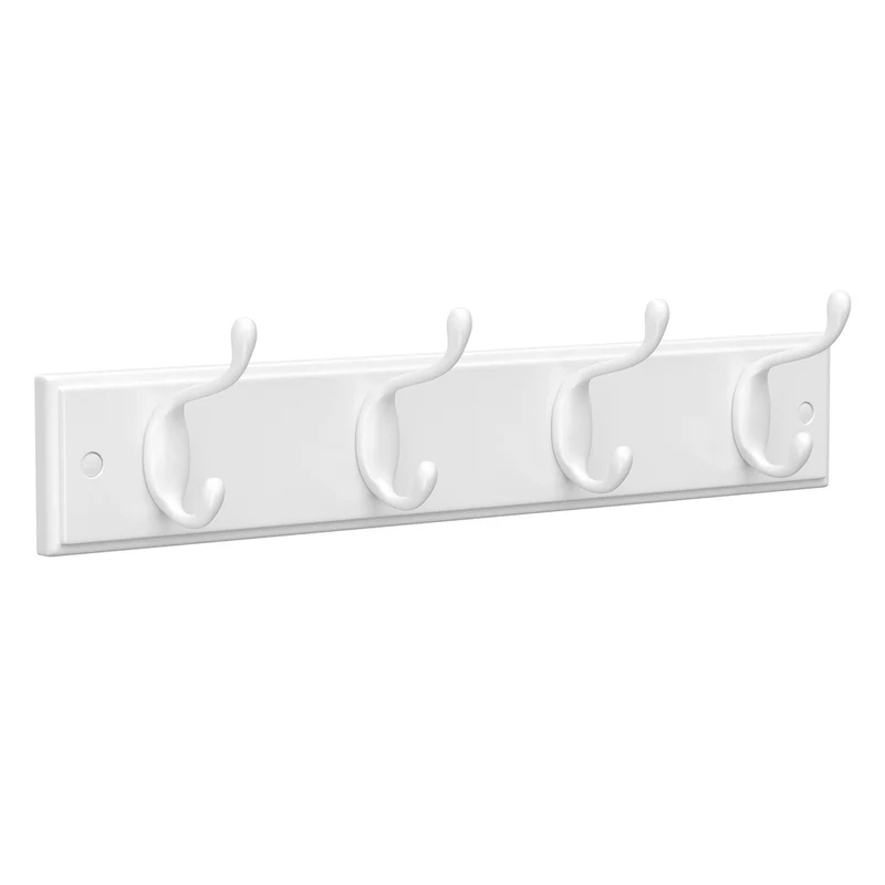 Wandgarderobe mit 4 Metallhaken Weiß