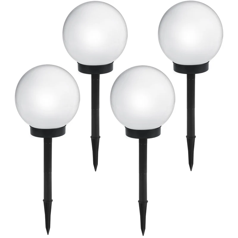 GreenBlue Solarlampe, freistehend, Garten, Kugel 25x25x58cm, weiße LED, GB166, 4 Stück