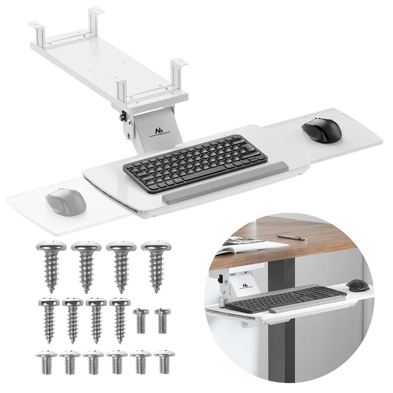 Maclean Untertisch-Tastaturablage verstellbar, max. 5kg, weiß, MC-156 W