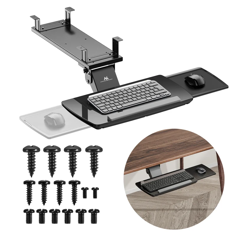 Maclean Untertisch-Tastaturablage, verstellbar, max. 5kg, schwarz, MC-156 B