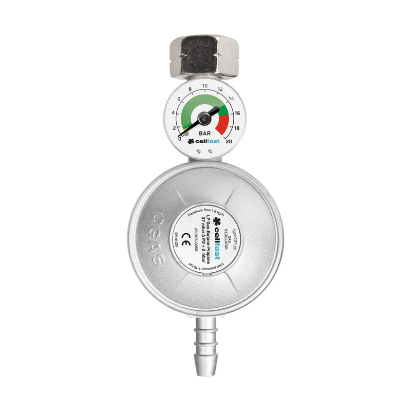 Propan-Butan Gasdruckminderer mit Manometer Eingangsdruck 0,3-16 Bar Ausgangsdruck 37 Mbar …
