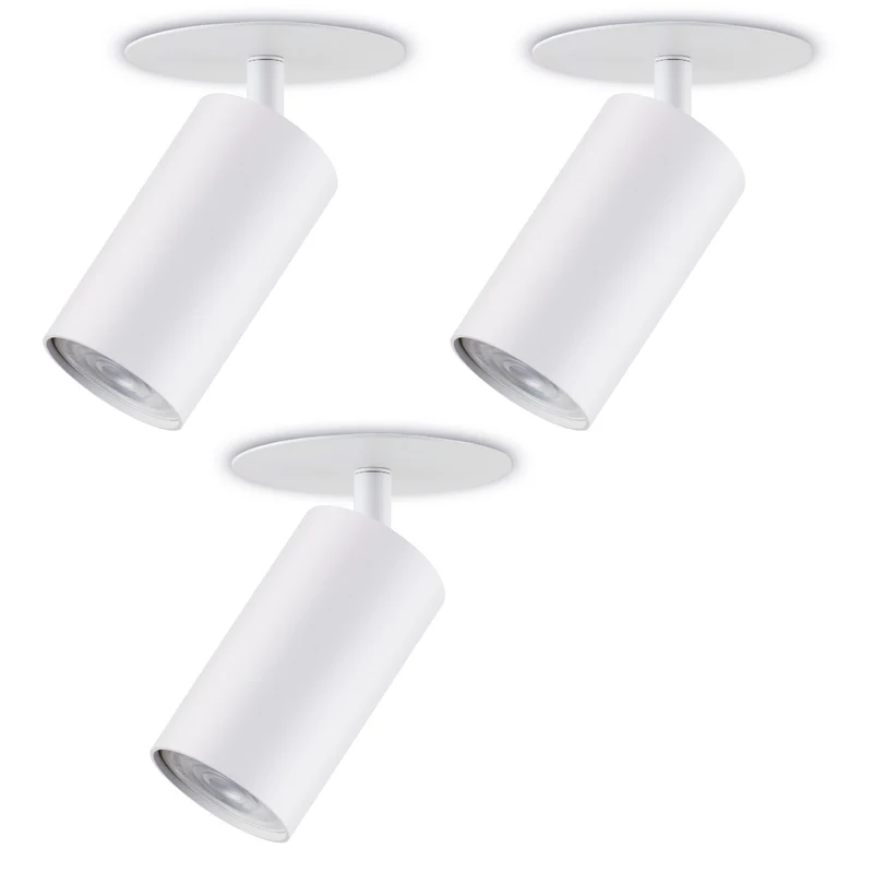 Maclean Decken Einbauleuchte / Spot, rund, Aluminium, GU10, 55x130mm, weiß, MCE364 W 3Stk+ LED-Leuchtmittel GU10 7W Maclean Energy MCE437 WW warmweiß 3000K, 220-240V~, 50/60Hz 3Stk