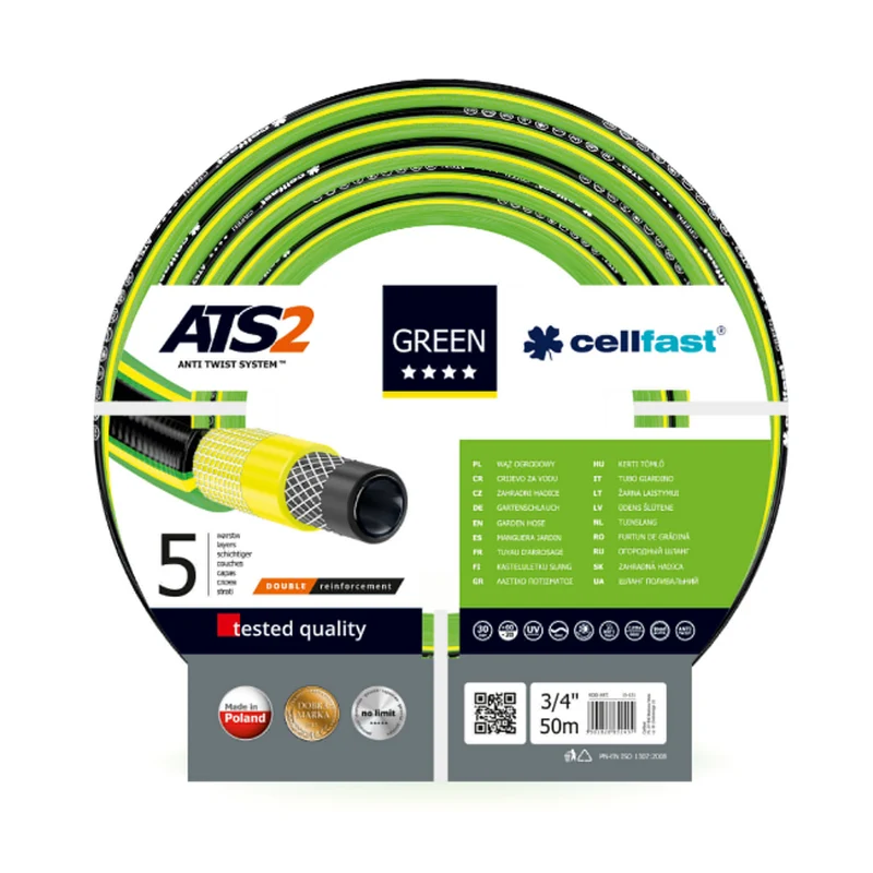 Cellfast Grüner 5-lagiger Gartenschlauch ATS2 3/4" 50m