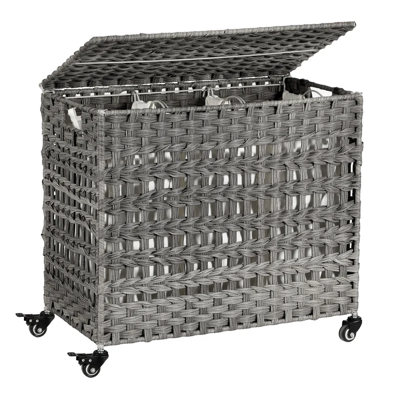 Handgeflochtener Wäschekorb aus Polyrattan