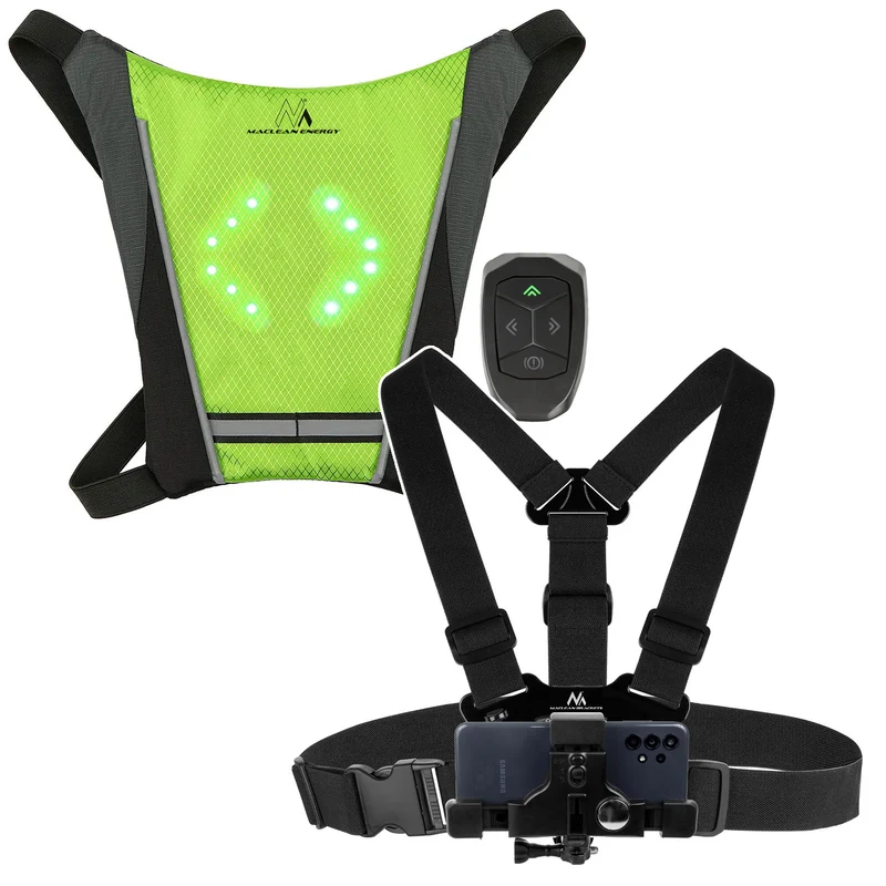 Rucksack mit LED-Signalleuchte, mit Fernbedienung, wasserdicht: Fernbedienung IPx5, Rucksack IPX2 + Sportgurt für das Smartphone Maclean MC-445