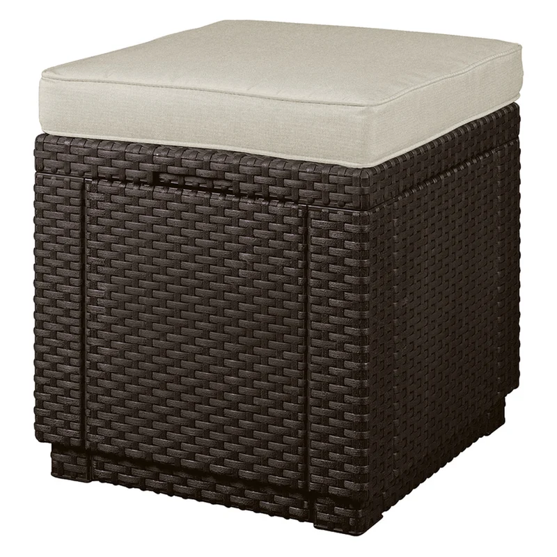 Keter Sitz, mit Kissen, Aufbewahrungsfunktion, braun, Hocker mit Stauraum