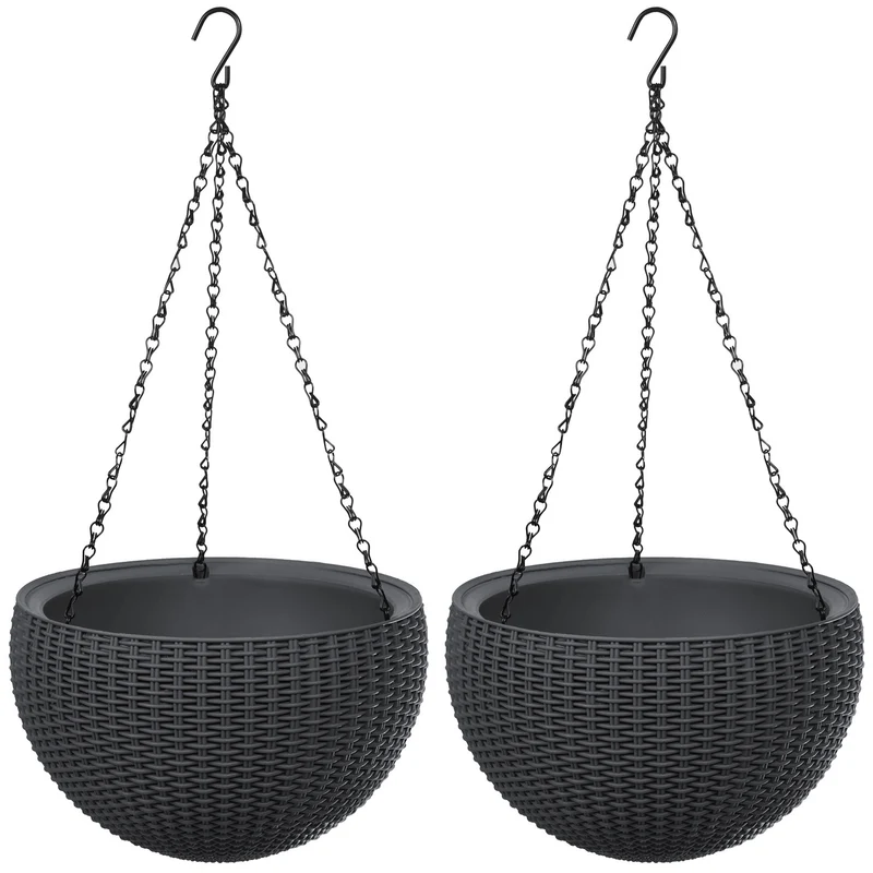 Hängepflanzgefäß Keter Sphere Planter, Farbe Anthrazit, 2 Stück