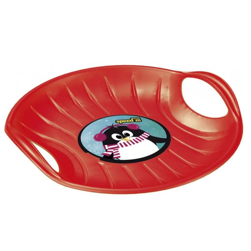 Rutschteller Schlitten Winter Schneeschlitten aus Kunststoff - 60 x 60 cm - Rot