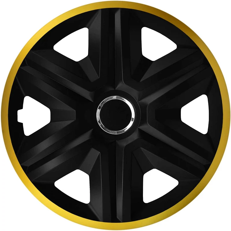 NRM Fast Lux Radzierblenden für 16" Stahlfelgen Zweifarbige Radkappen Satz 4er Set Auto KFZ Fahrzeug Geeignet ür die meisten Marken und Felgen ABS-Kunststoff Schwarz/Gold