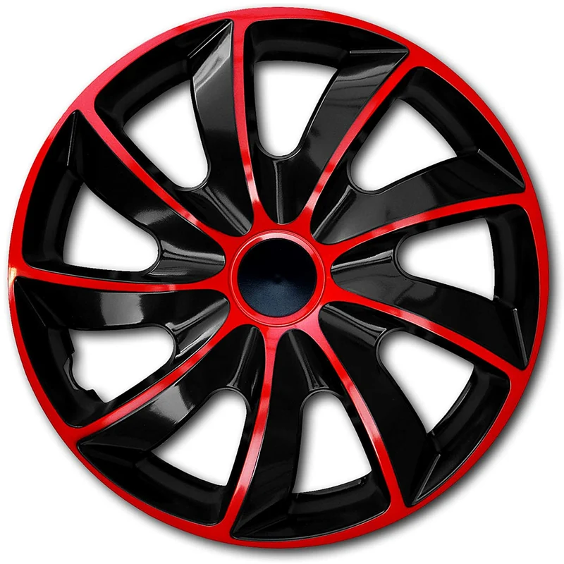 Quad Radzierblende 16" 4 x Universal Radkappen Auto KFZ Fahrzeug 4er Set (Rot/Schwarz, 16")