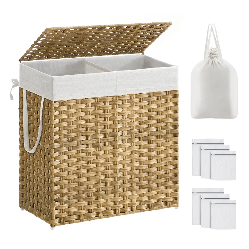 Handgeflochtener Wäschekorb aus synthetischem Rattan