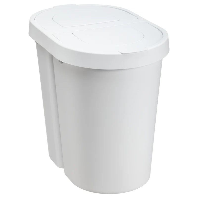Plast Team Abfallbehälter mit Schwingdeckel, Doppelte Mülleimer , weiß, 2 x 25 l, Seattle Swing