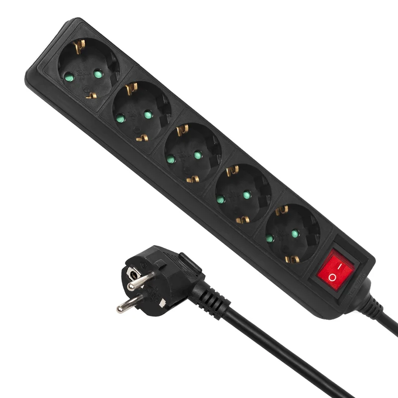 Maclean MCE227G Steckdosenleiste mit Schalter Mehrfach Steckdosen Stecker Leiste Kinderschutz Schuko 3500W (5-fach 5m)