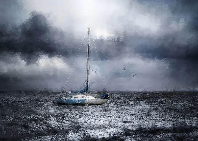 Stormy Ocean Sailboat