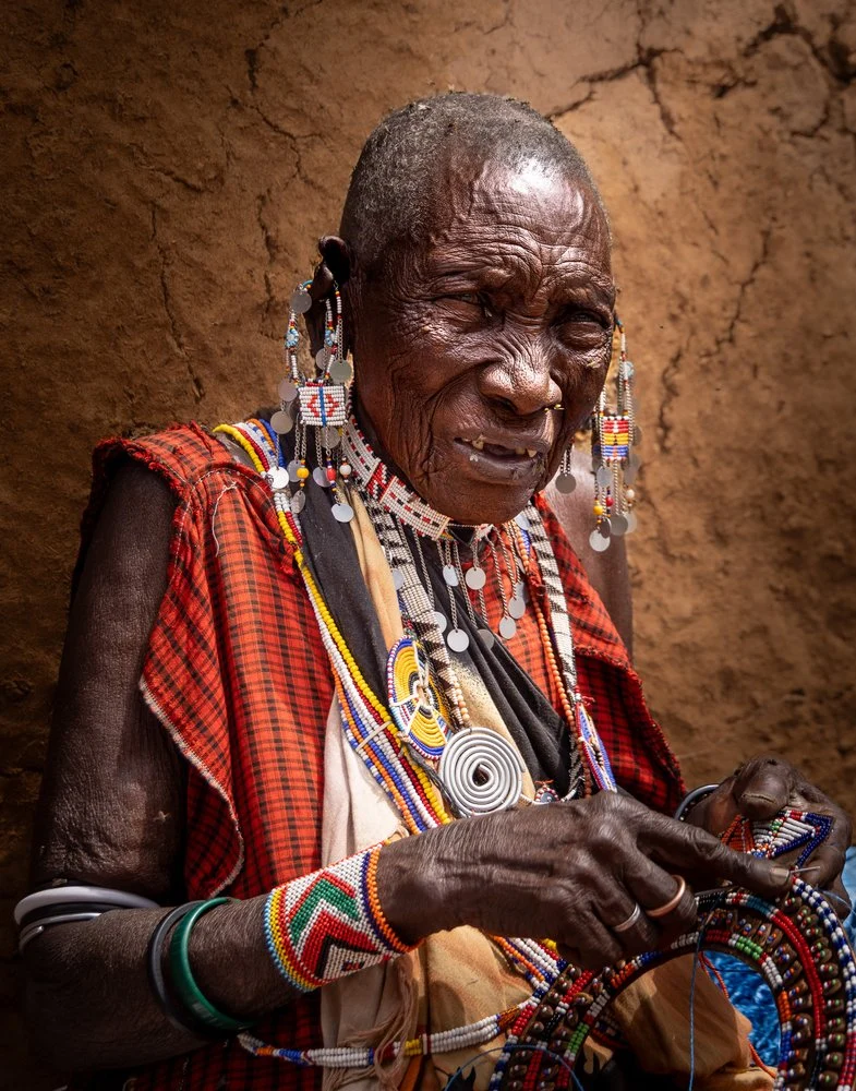 Maasai Woman Beading