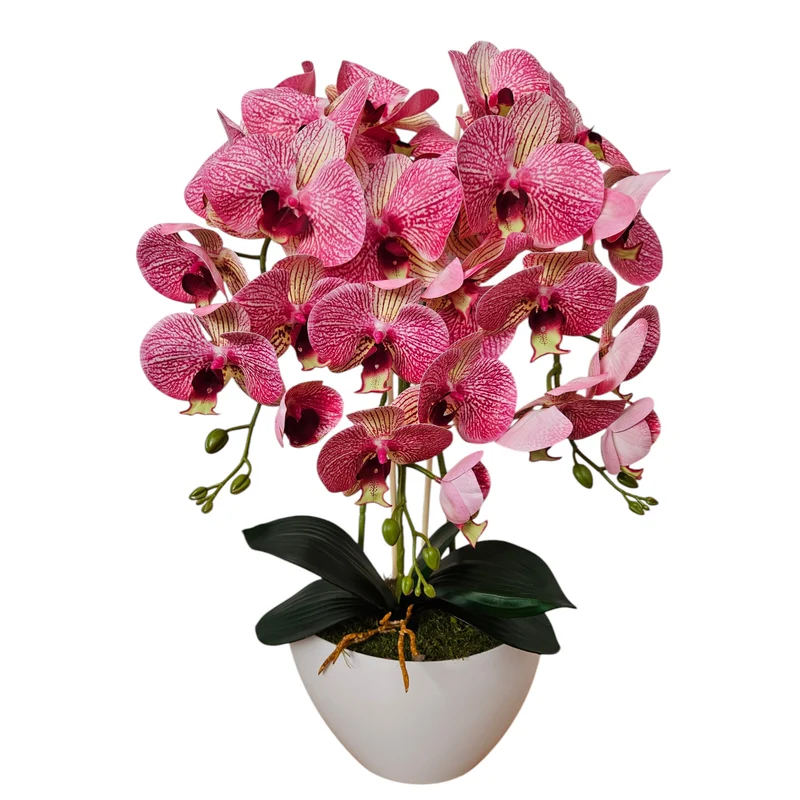 Damich künstliche Orchidee, aus Gummi, weißer Topf, 3pgrk2
